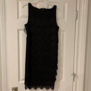Rachel Roy Black Fringe Dress Size L